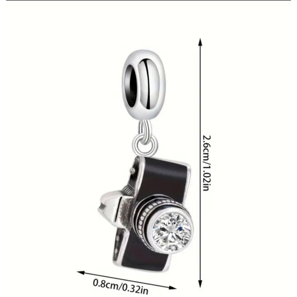 Camera Charm Black Silver One Size - Picture 2 of 2